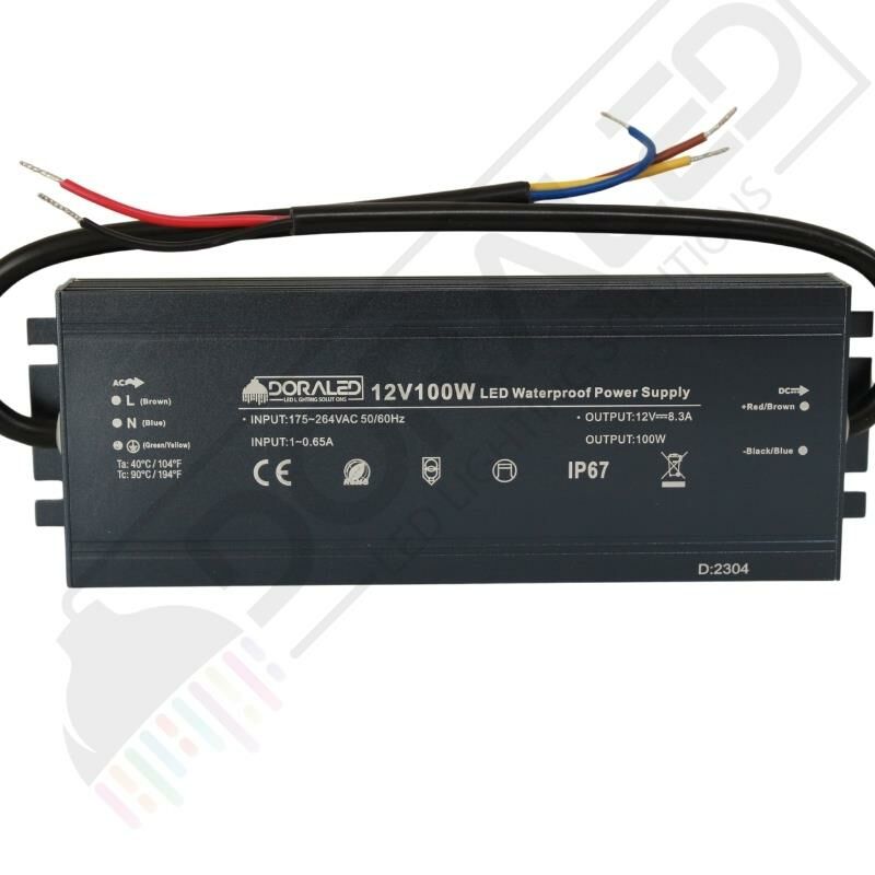 12 Volt 8,3 Amper IP67 Su Geçirmez Dış Cephe Led Adaptör 100 Watt