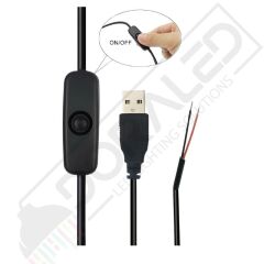 100 cm Swich li USB Erkek Kablo 2 Amper Ucu Açık Anahtarlı Siyah USB Kablo