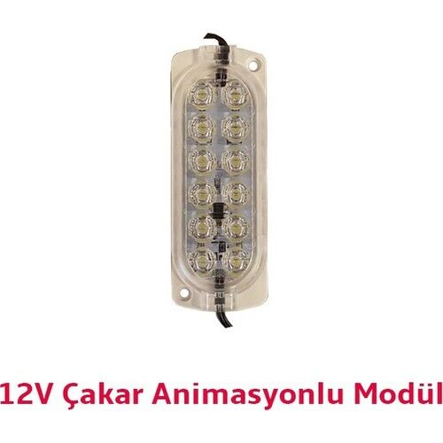 12 Volt Beyaz 7500 Kelvin 2.4 Watt Animasyonlu Çakar Modül 12 Ledli