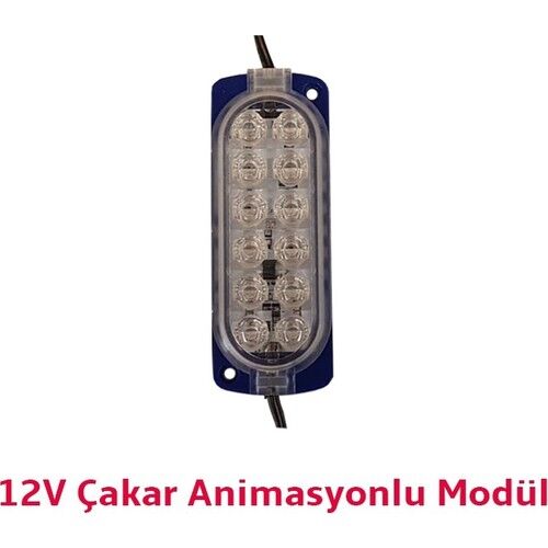 12 Volt Mavi 2.4 Watt Animasyonlu Çakar Modül 12 Ledli