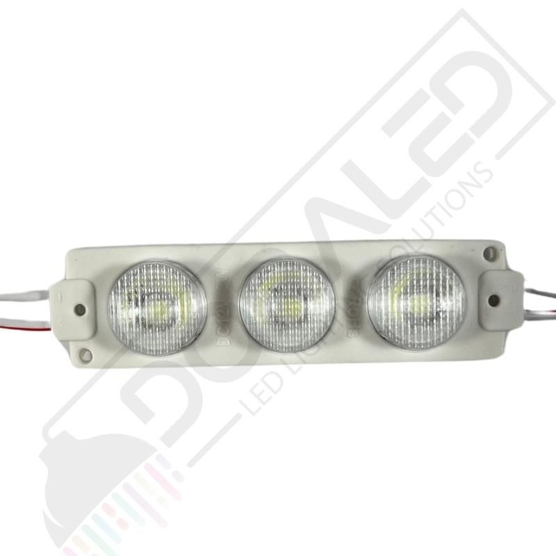 12 Volt Beyaz 3 Watt 3 lü Lensli 3030 Reklamcı Modül (10 Adet)