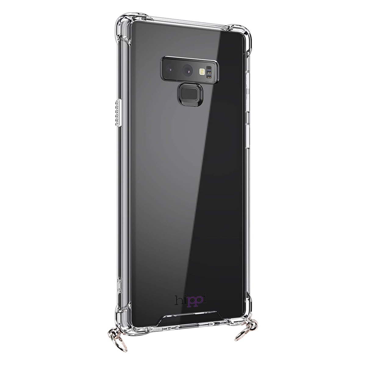 Hippi Samsung Galaxy Note 9 Uyumlu Darbe Emici Sert Şeffaf Askılı Telefon Kılıfı