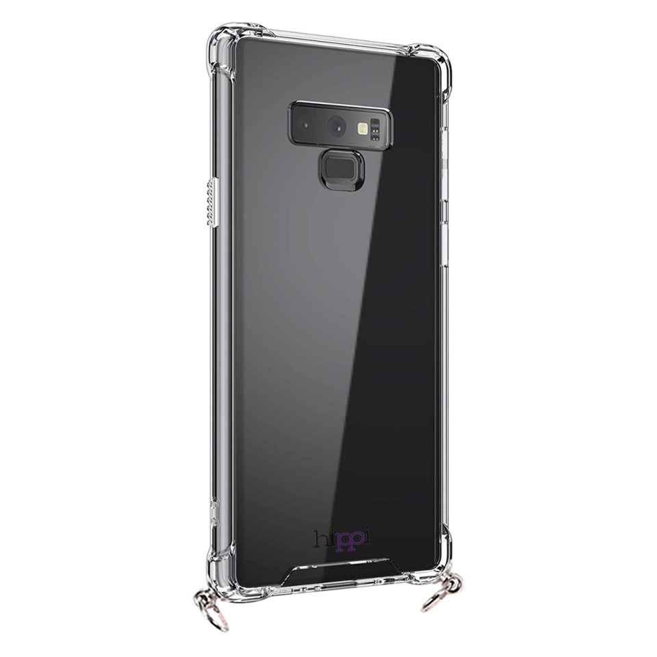 Hippi Samsung Galaxy Note 9 Uyumlu Darbe Emici Sert Şeffaf Askılı Telefon Kılıfı