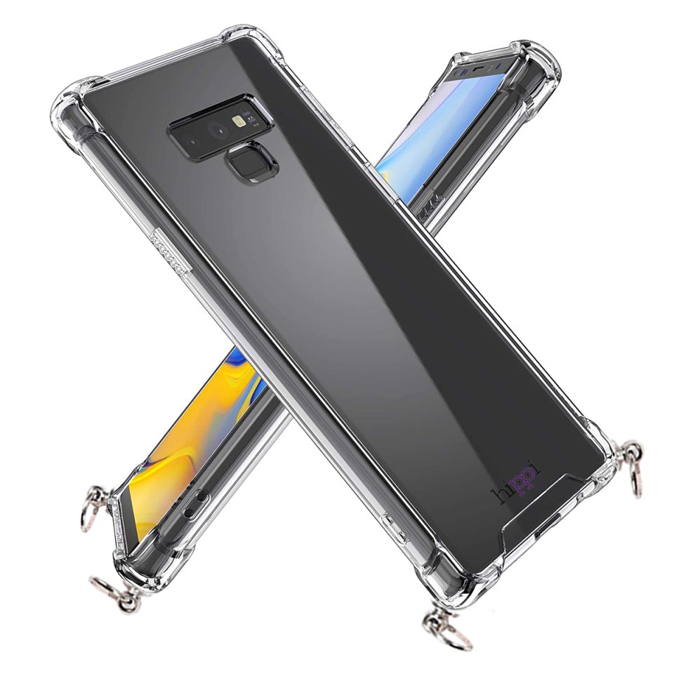 Hippi Samsung Galaxy Note 9 Uyumlu Darbe Emici Sert Şeffaf Askılı Telefon Kılıfı