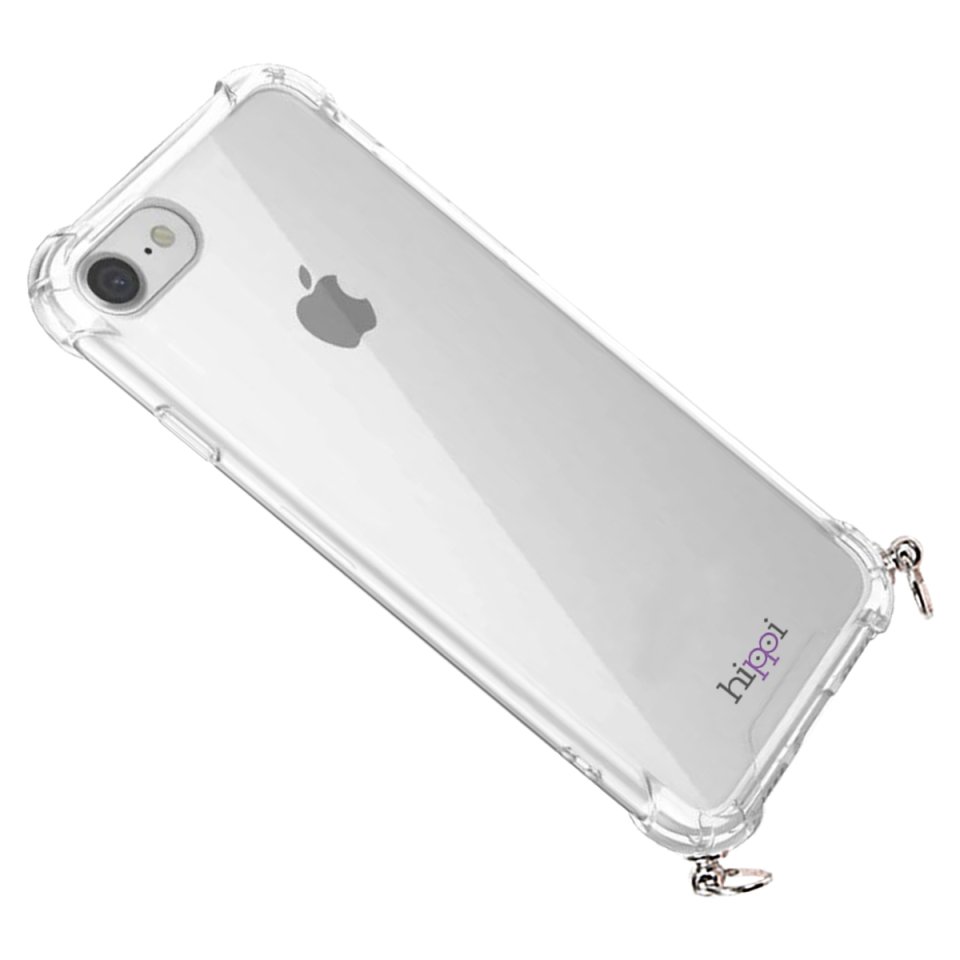 Hippi iPhone 6S Uyumlu Darbe Emici Dayanıklı Sert Şeffaf Silikonlu Askılı Telefon Kılıfı