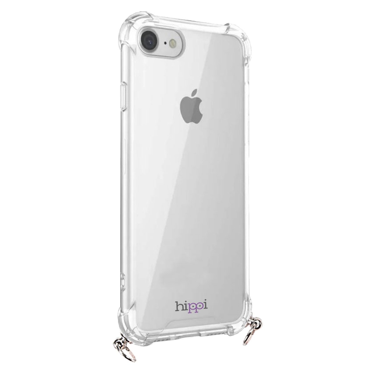 Hippi iPhone 6S Uyumlu Darbe Emici Dayanıklı Sert Şeffaf Silikonlu Askılı Telefon Kılıfı