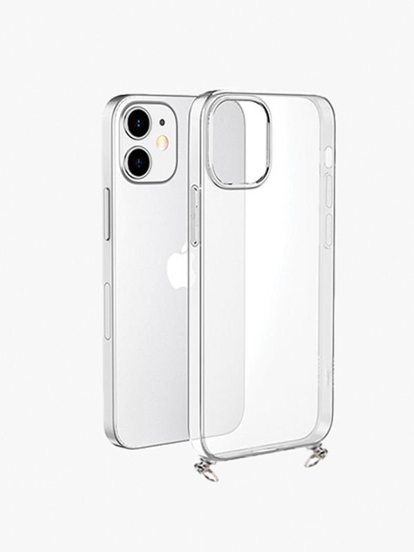 Hippi iPhone 13 Darbe Emici Dayanıklı Sert Şeffaf Silikonlu Telefon Askılı Kılıfı Uyumlu