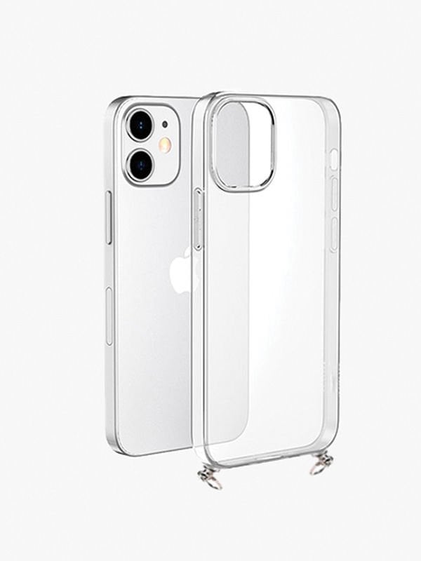 Hippi iPhone 13 Darbe Emici Dayanıklı Sert Şeffaf Silikonlu Telefon Askılı Kılıfı Uyumlu