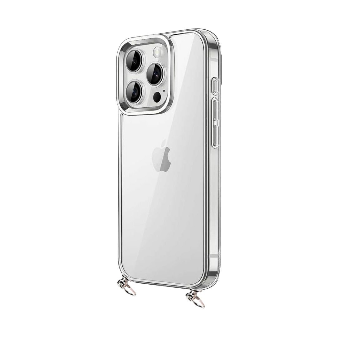 Hippi iPhone 13 Pro Uyumlu Darbe Emici Dayanıklı Sert Şeffaf Silikonlu Askılı Telefon Kılıfı