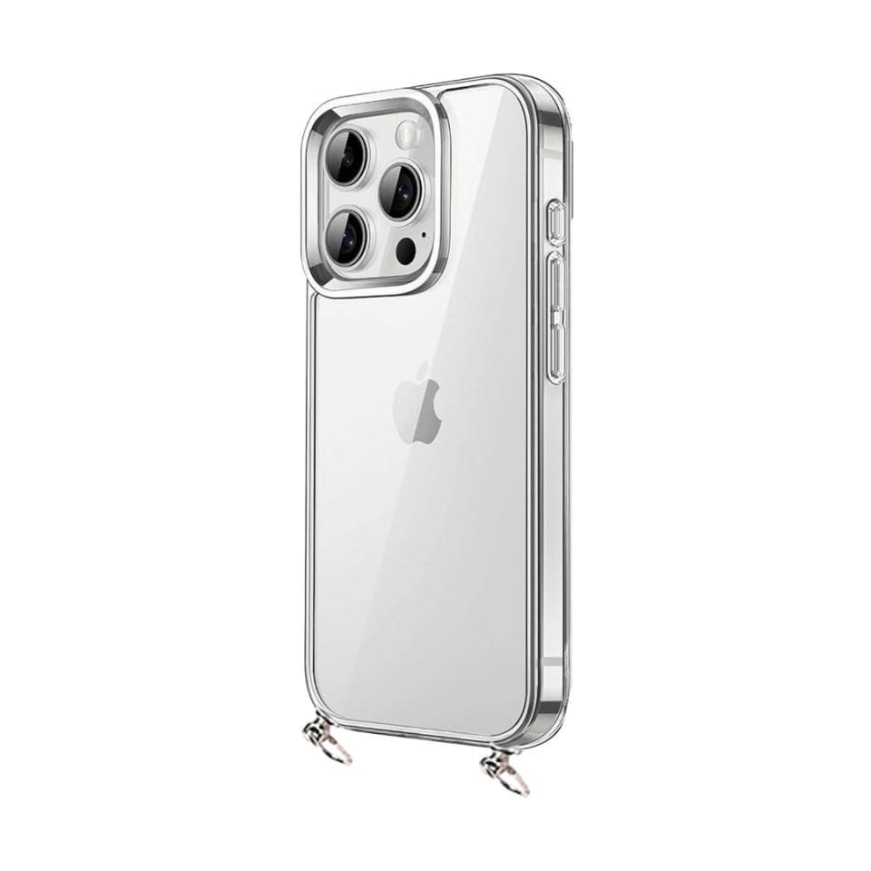 Hippi iPhone 13 Pro Uyumlu Darbe Emici Dayanıklı Sert Şeffaf Silikonlu Askılı Telefon Kılıfı