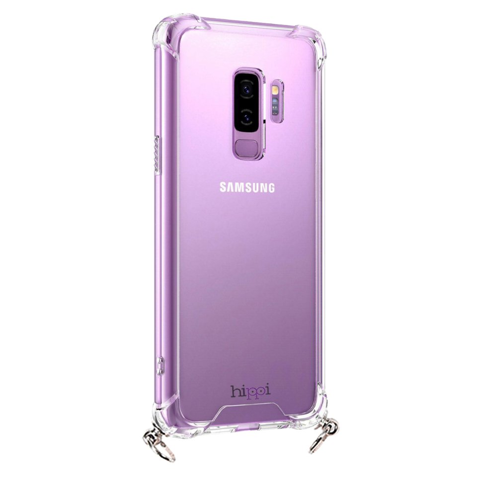 Hippi Samsung Galaxy S9 Plus Uyumlu Darbe Emici Sert Şeffaf Askılı Telefon Kılıfı