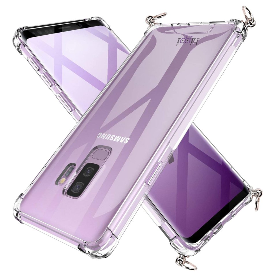 Hippi Samsung Galaxy S9 Plus Uyumlu Darbe Emici Sert Şeffaf Askılı Telefon Kılıfı