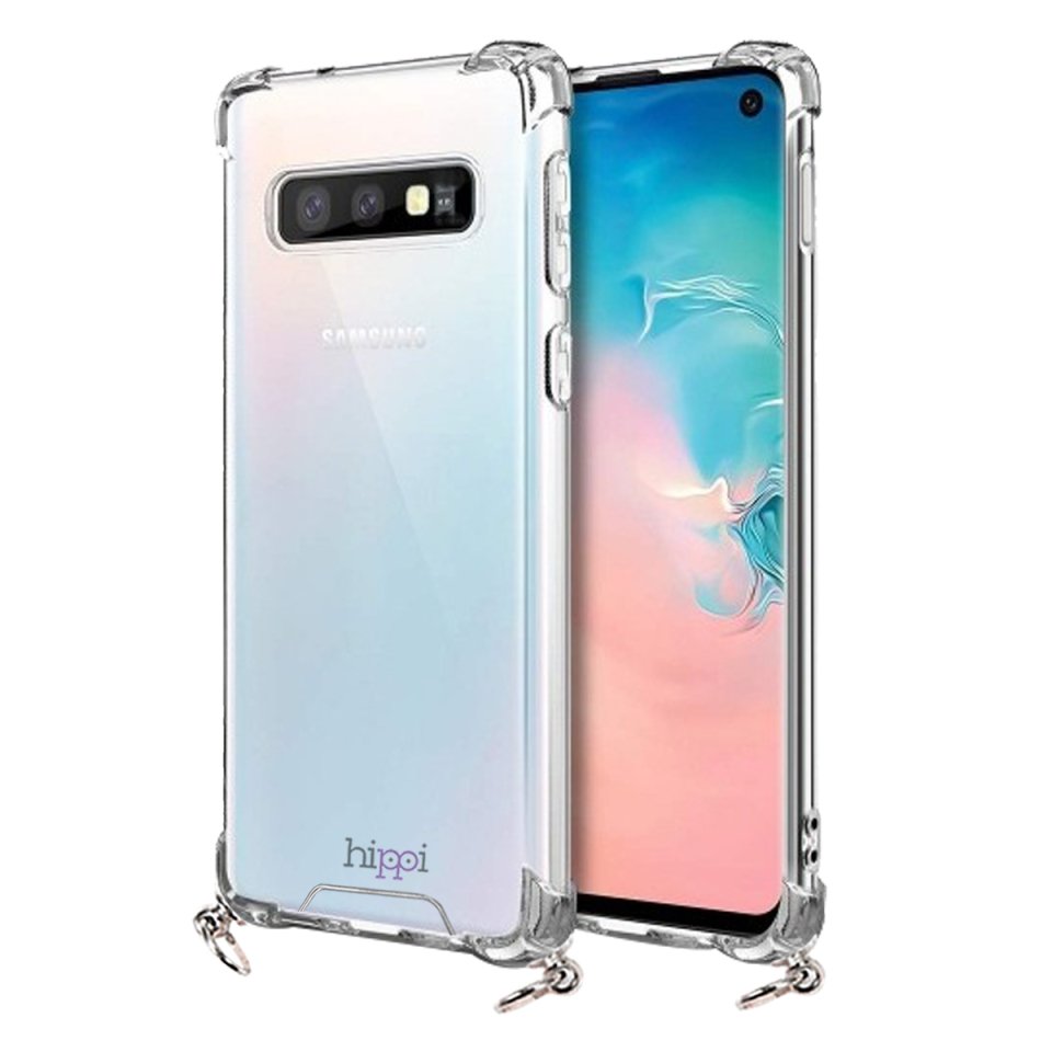 Hippi Samsung Galaxy S10e Uyumlu Darbe Emici Sert Şeffaf Askılı Telefon Kılıfı
