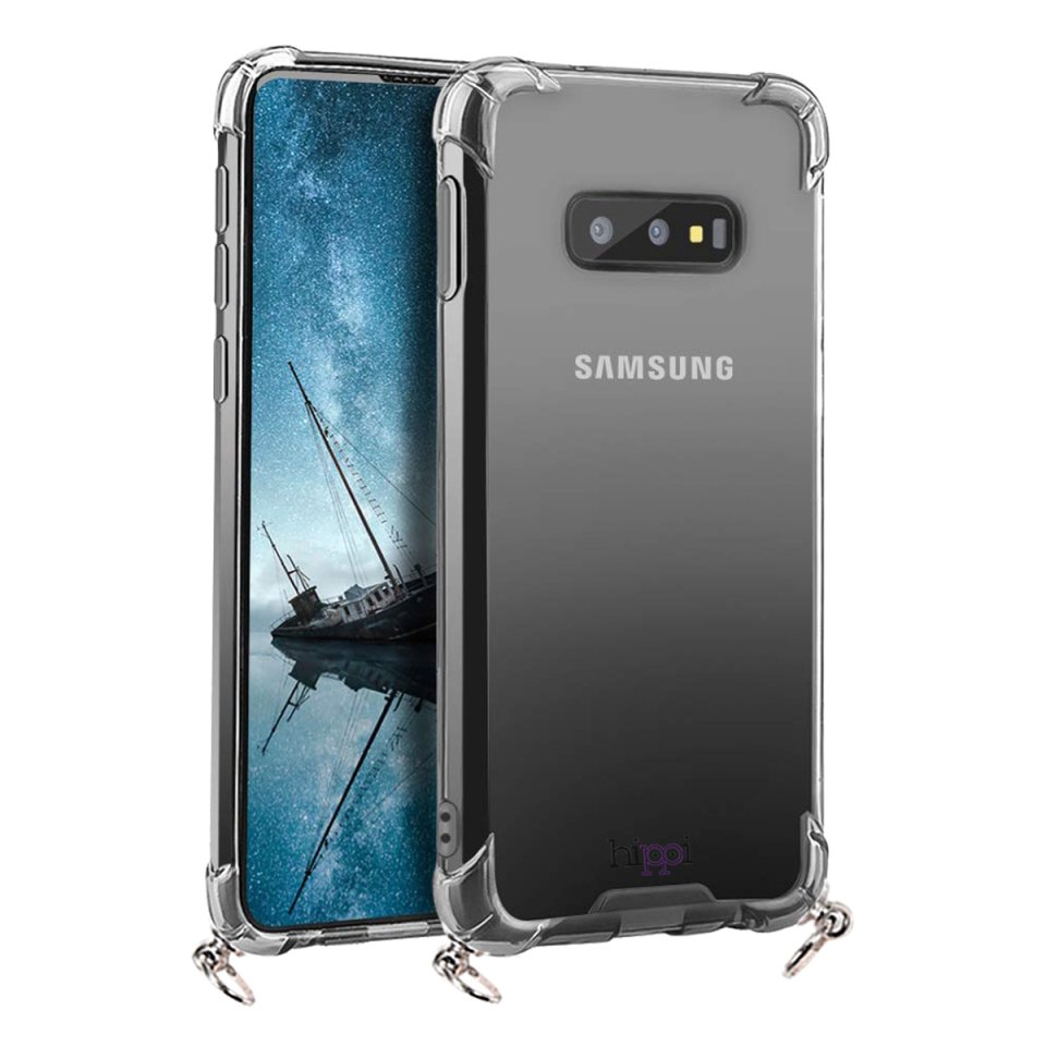 Hippi Samsung Galaxy S10e Uyumlu Darbe Emici Sert Şeffaf Askılı Telefon Kılıfı
