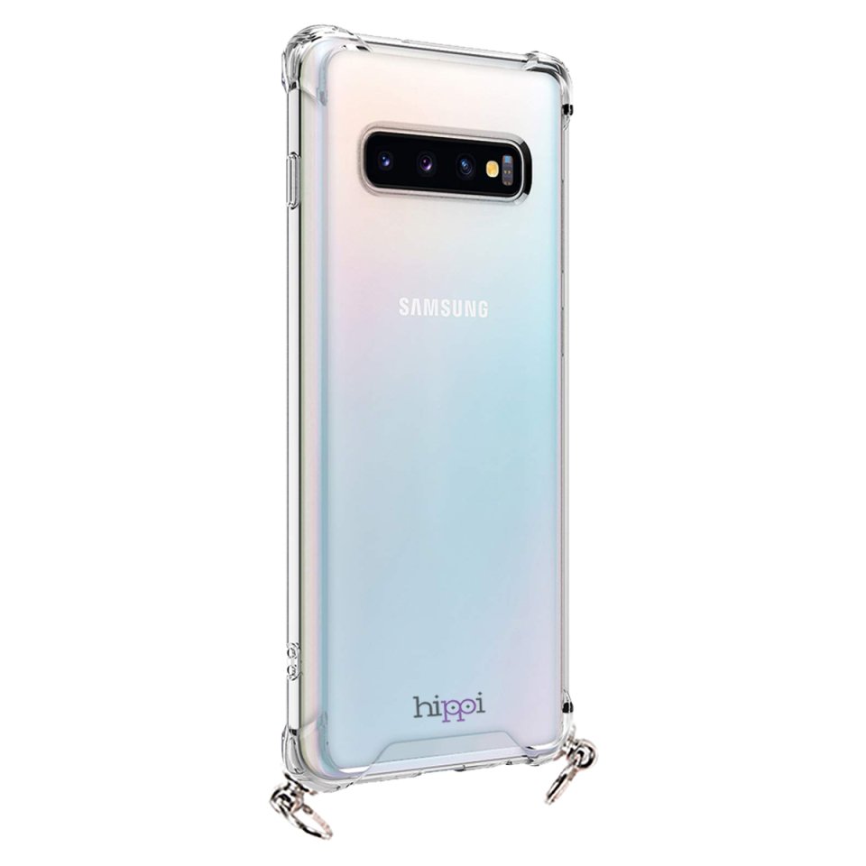 Hippi Samsung Galaxy S10 Uyumlu Darbe Emici Sert Şeffaf Askılı Telefon Kılıfı