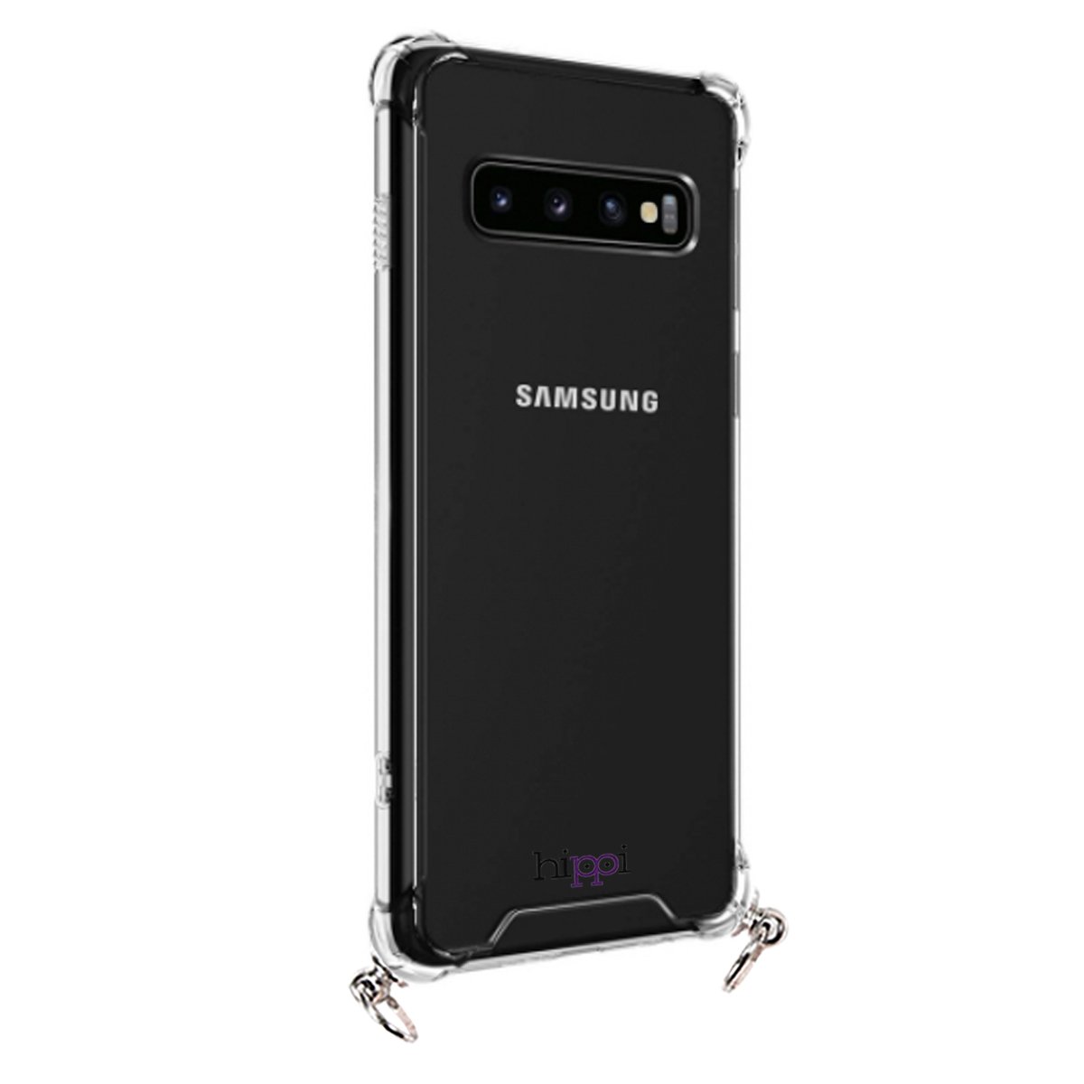 Hippi Samsung Galaxy S10 Plus Uyumlu Darbe Emici Sert Şeffaf Askılı Telefon Kılıfı