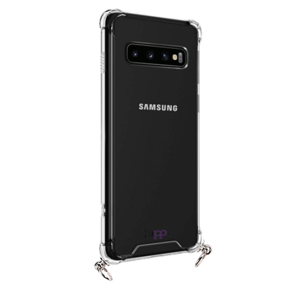 Hippi Samsung Galaxy S10 Plus Uyumlu Darbe Emici Sert Şeffaf Askılı Telefon Kılıfı