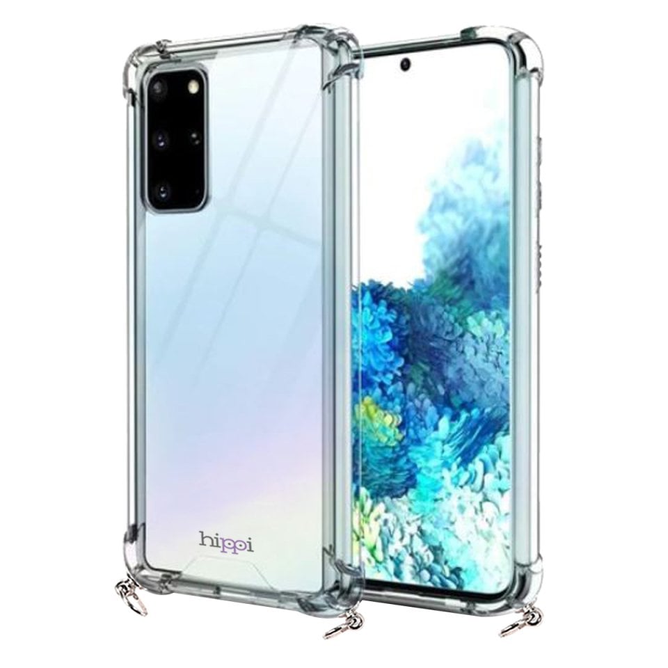 Hippi Samsung Galaxy S20 Plus Uyumlu Darbe Emici Sert Şeffaf Askılı Telefon Kılıfı