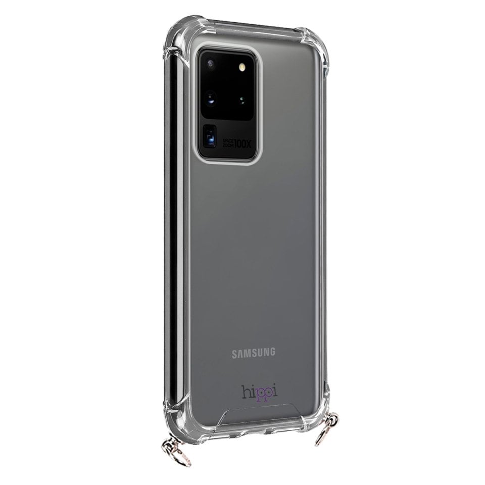 Hippi Samsung Galaxy S20 Ultra Uyumlu Darbe Emici Sert Şeffaf Askılı Telefon Kılıfı
