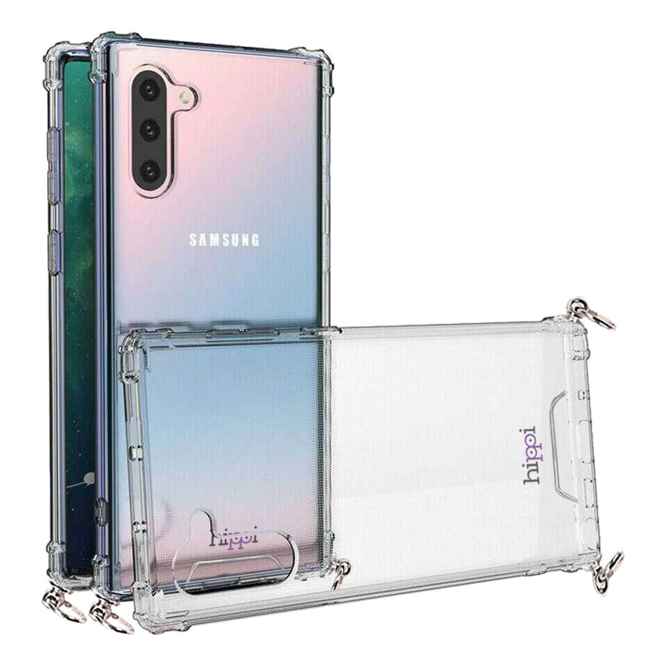 Hippi Samsung Galaxy Note 10 Uyumlu Darbe Emici Sert Şeffaf Askılı Telefon Kılıfı