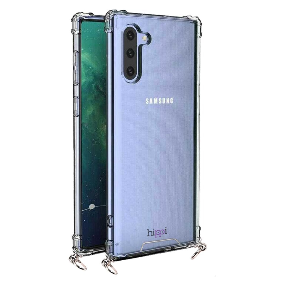 Hippi Samsung Galaxy Note 10 Uyumlu Darbe Emici Sert Şeffaf Askılı Telefon Kılıfı