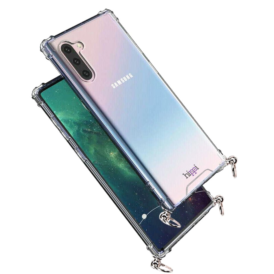 Hippi Samsung Galaxy Note 10 Uyumlu Darbe Emici Sert Şeffaf Askılı Telefon Kılıfı