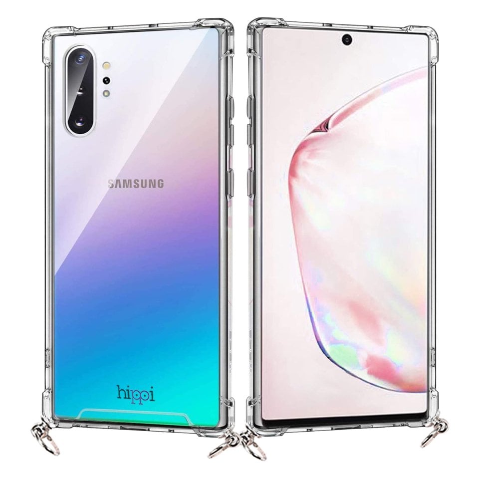 Hippi Samsung Galaxy Note 10 Plus Uyumlu Darbe Emici Sert Şeffaf Askılı Telefon Kılıfı