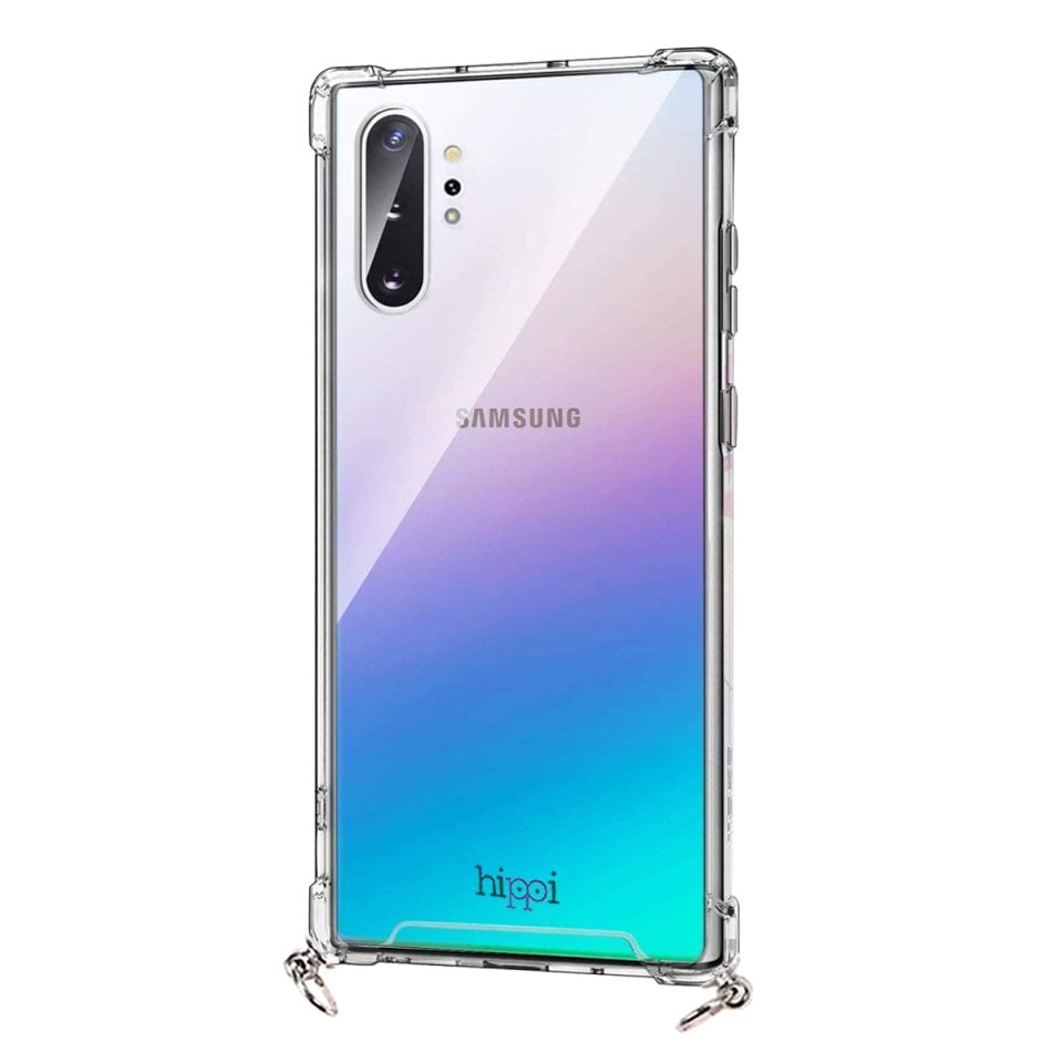 Hippi Samsung Galaxy Note 10 Plus Uyumlu Darbe Emici Sert Şeffaf Askılı Telefon Kılıfı