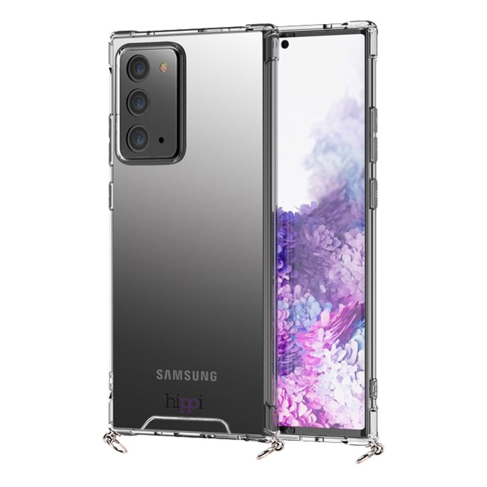 Hippi Samsung Galaxy Note 20 Uyumlu Darbe Emici Sert Şeffaf Askılı Telefon Kılıfı