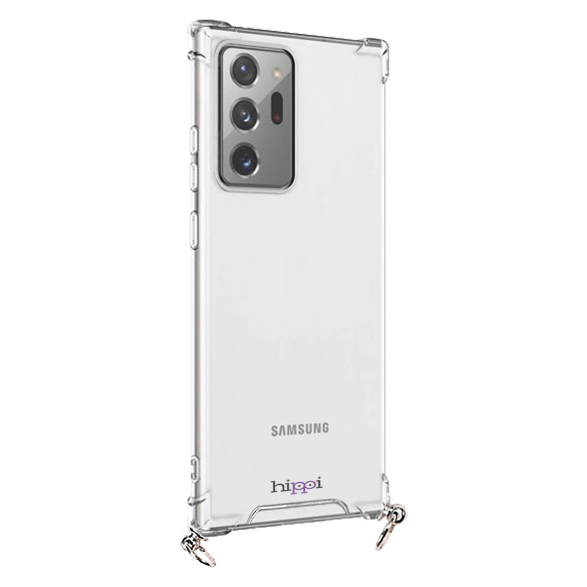 Hippi Samsung Galaxy Note 20 Ultra Uyumlu Darbe Emici Sert Şeffaf Askılı Telefon Kılıfı
