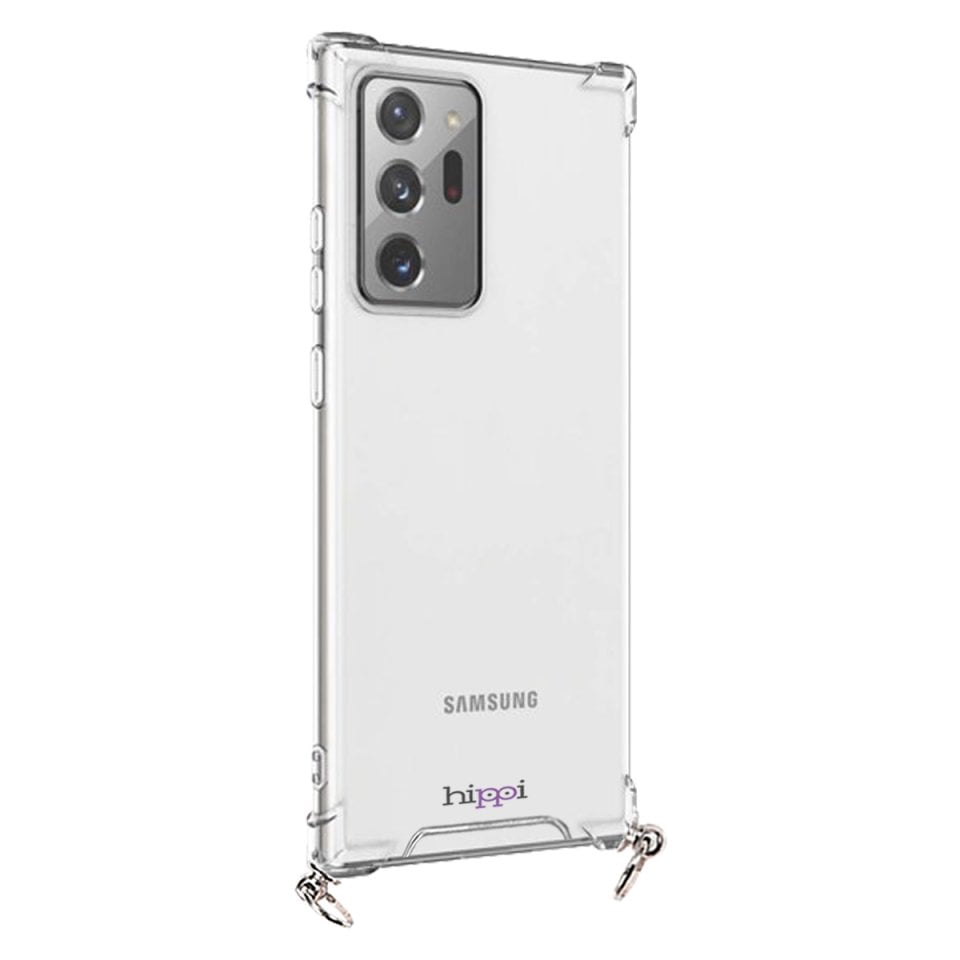 Hippi Samsung Galaxy Note 20 Ultra Uyumlu Darbe Emici Sert Şeffaf Askılı Telefon Kılıfı