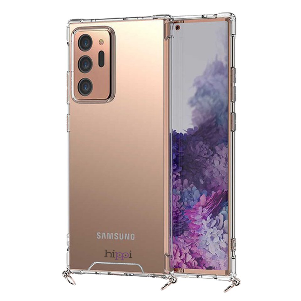 Hippi Samsung Galaxy Note 20 Ultra Uyumlu Darbe Emici Sert Şeffaf Askılı Telefon Kılıfı