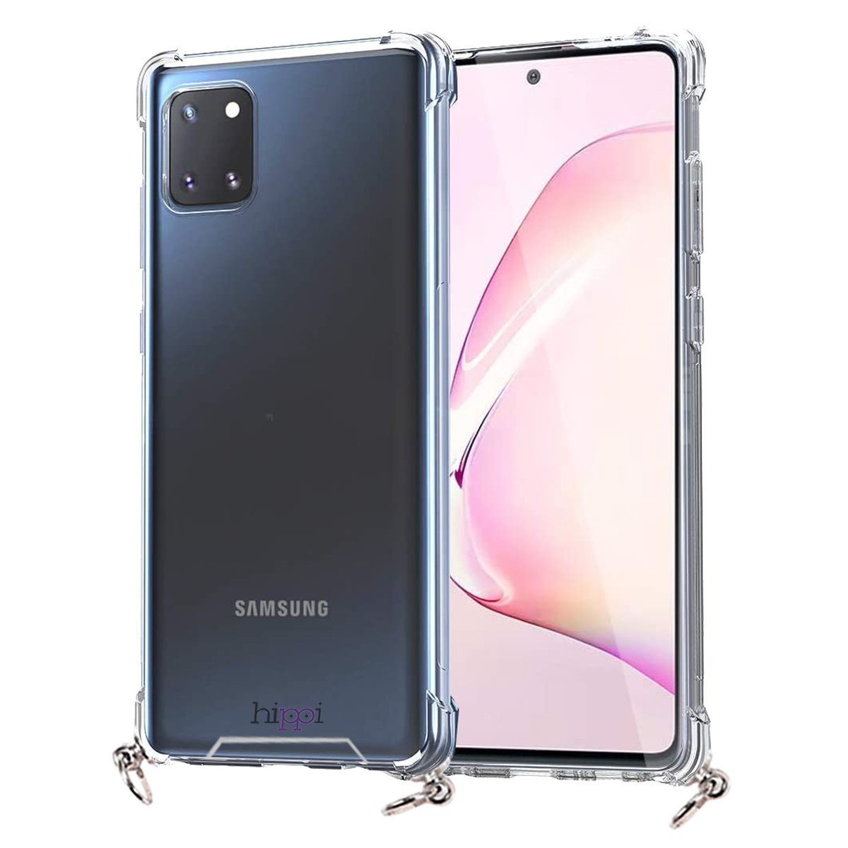 Hippi Samsung Galaxy Note 10 Lite Uyumlu Darbe Emici Sert Şeffaf Askılı Telefon Kılıfı