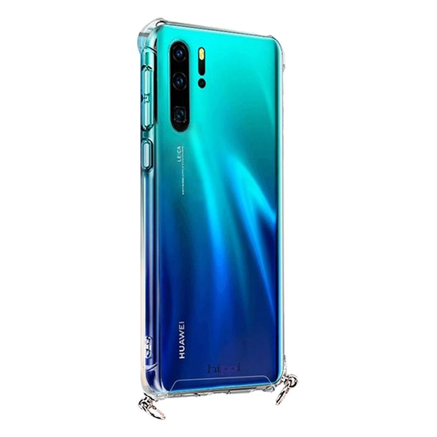 Hippi Huawei P30 Pro Uyumlu Darbe Emici Sert Şeffaf Askılı Telefon Kılıfı