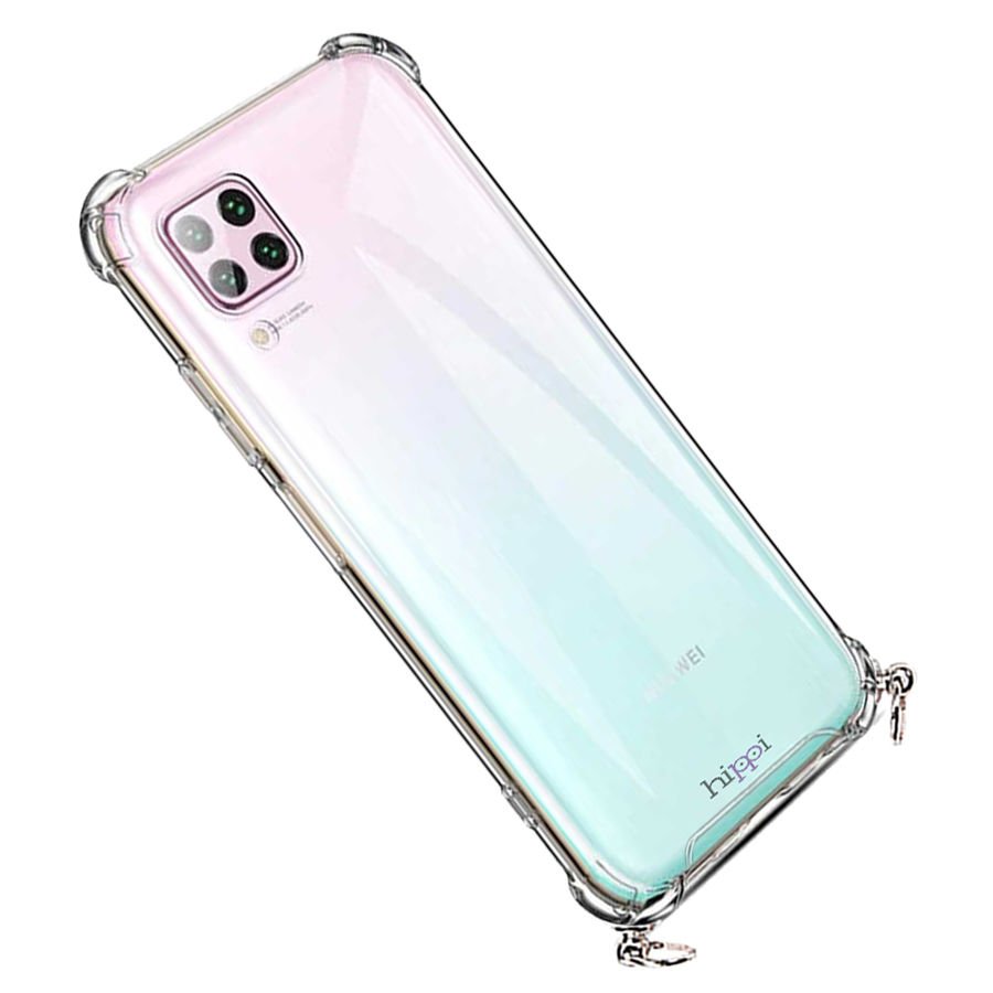 Hippi Huawei P40 Lite Uyumlu Darbe Emici Sert Şeffaf Askılı Telefon Kılıfı