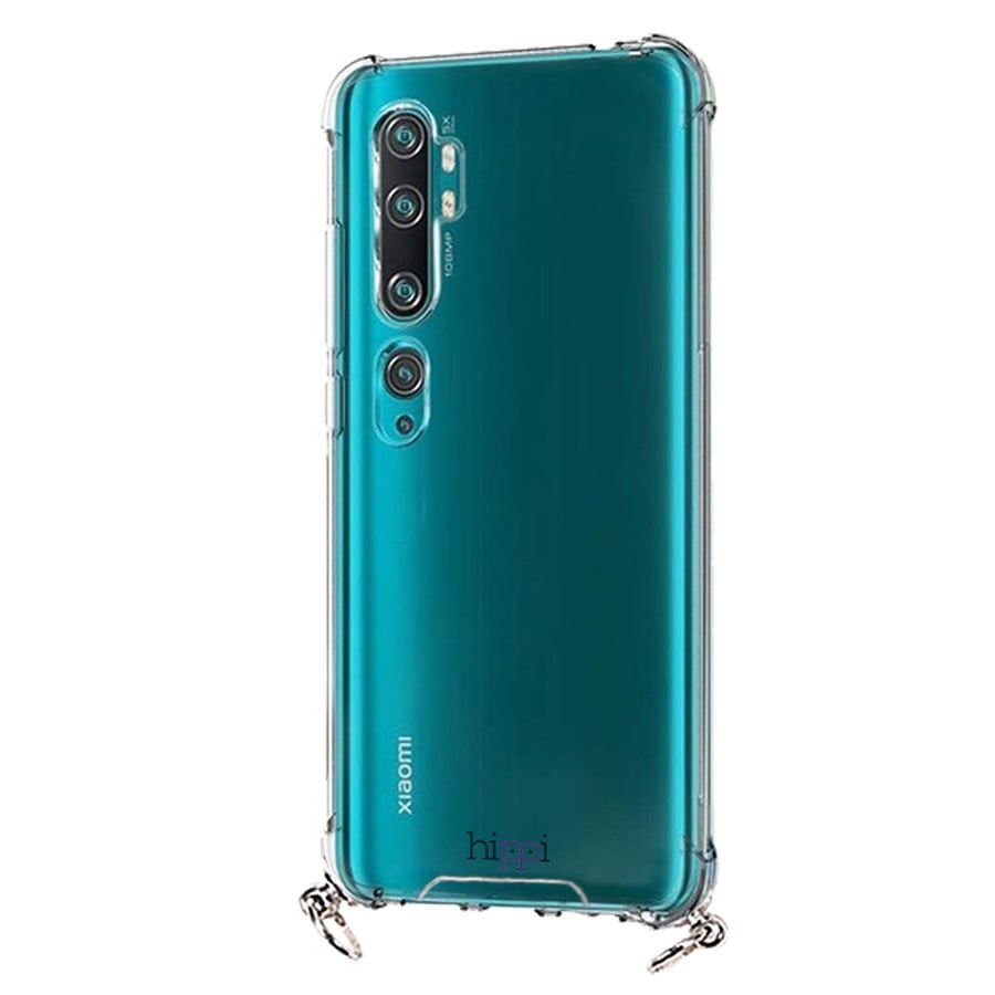 Hippi Xiaomi Mi Note 10 Pro Uyumlu Darbe Emici Sert Şeffaf Askılı Telefon Kılıfı
