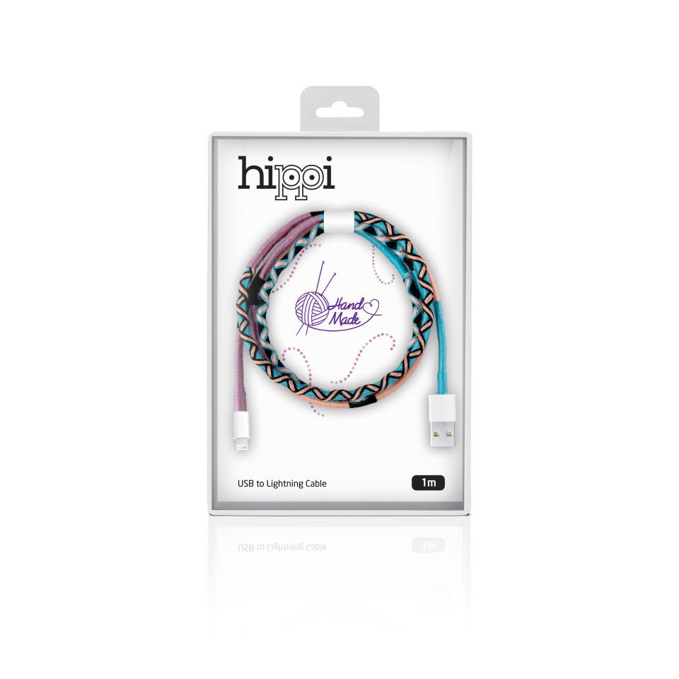 Hippi Water Flower iPhone Tüm Serilerle Uyumlu Yüksek Hızlı El Emeği Örgülü 1 Metre Şarj ve Data Kablosu