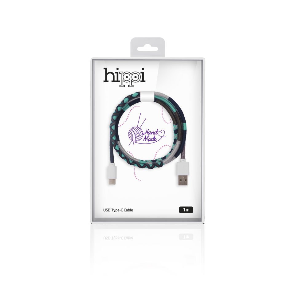 Hippi Cloud Type -C  El Örgüsü Kablo Koruyuculu 1 Metre 3.0A Yüksek Hızlı Şarj ve Data Kablosu