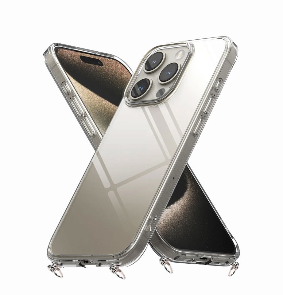 Hippi iPhone 15 Pro Max Uyumlu Şeffaf Askılı Telefon Kılıf