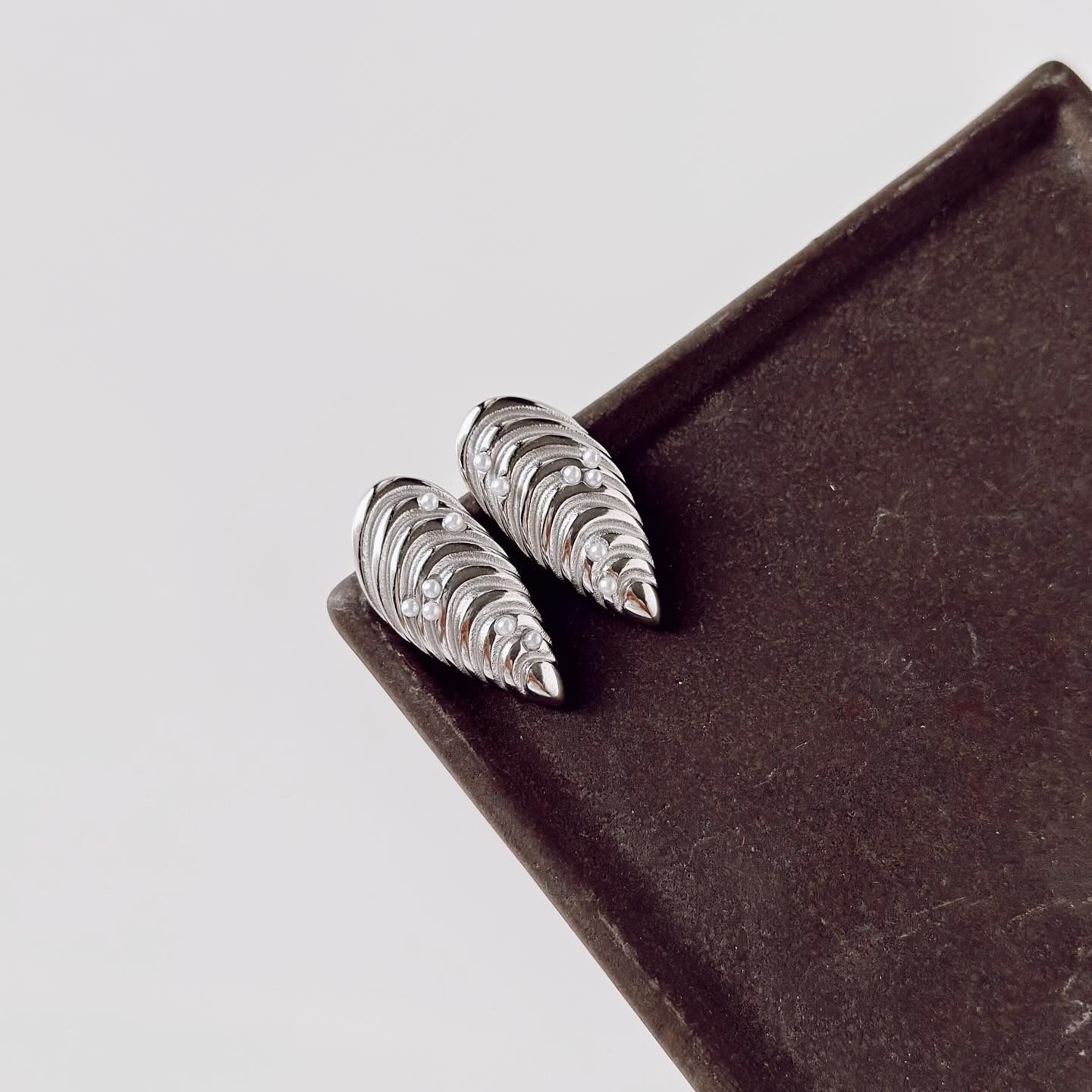 Lexa Grey Steel Earring | Çelik Küpe