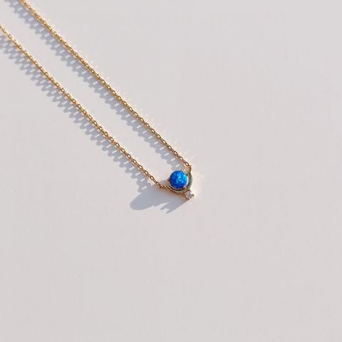 Blue Opal Steel Necklace