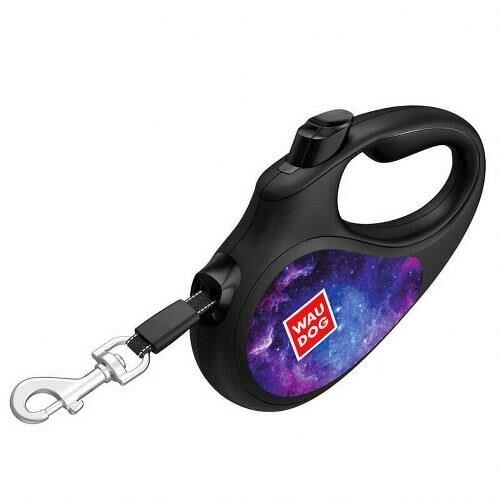 Waudog Collar Geri Çekilebilir Köpek Gezdirme Tasması NASA21 desenli L 50 KG kadar, 5 mt siyah