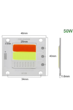 24-30 Volt 50 Watt RGB Cob Led Projektör Çipi 24-30V 50W RGB Projektör Ledi 600-700mA