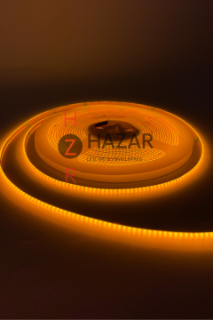 12 Volt 3MM 400 Ledli İnce Esnek Cob Şerit Led Amber (Sarı) IP20 5 Metre