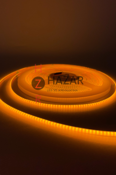 12 Volt 3MM 400 Ledli İnce Esnek Cob Şerit Led Amber (Sarı) IP20 5 Metre