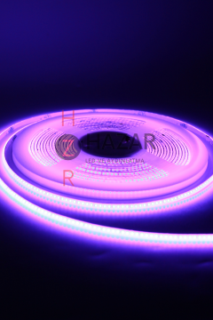 12 Volt 3MM 400 Ledli İnce Esnek Cob Şerit Led Mor IP20 5 Metre