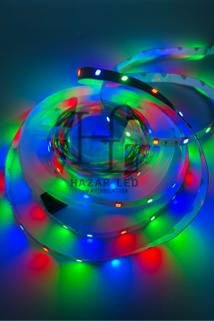 12 Volt 5 Metre 3528 Tek Çipli RGB İç Mekan IP20 Şerit Led Set