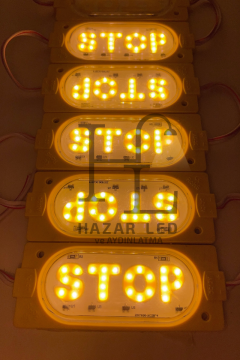 12 Volt 6 Watt Sarı (Amber) Stop Yazılı Animasyonlu Çakar Modül Led (5 Adet)