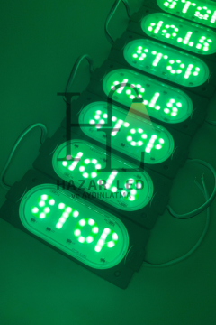 12 Volt 6 Watt Yeşil Stop Yazılı Animasyonlu Çakar Modül Led (5 Adet)