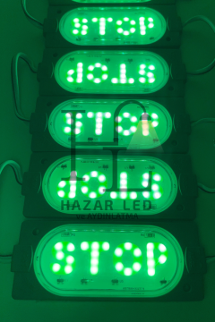 12 Volt 6 Watt Yeşil Stop Yazılı Animasyonlu Çakar Modül Led (5 Adet)